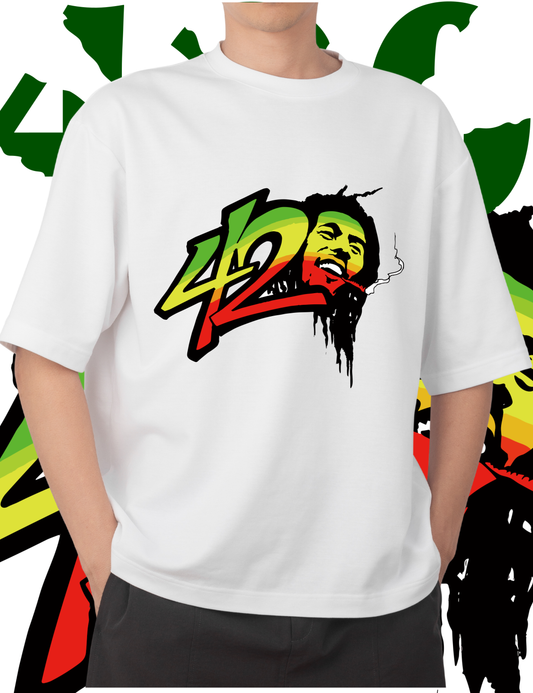 Bob Marley "420" Graphic Oversized T-Shirt.