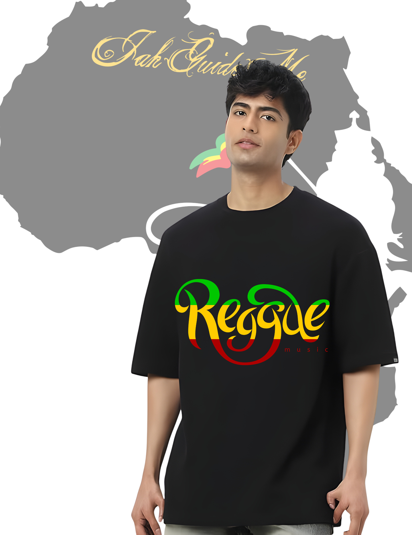 "Reggae Music" Script Graphic Oversized T-Shirt