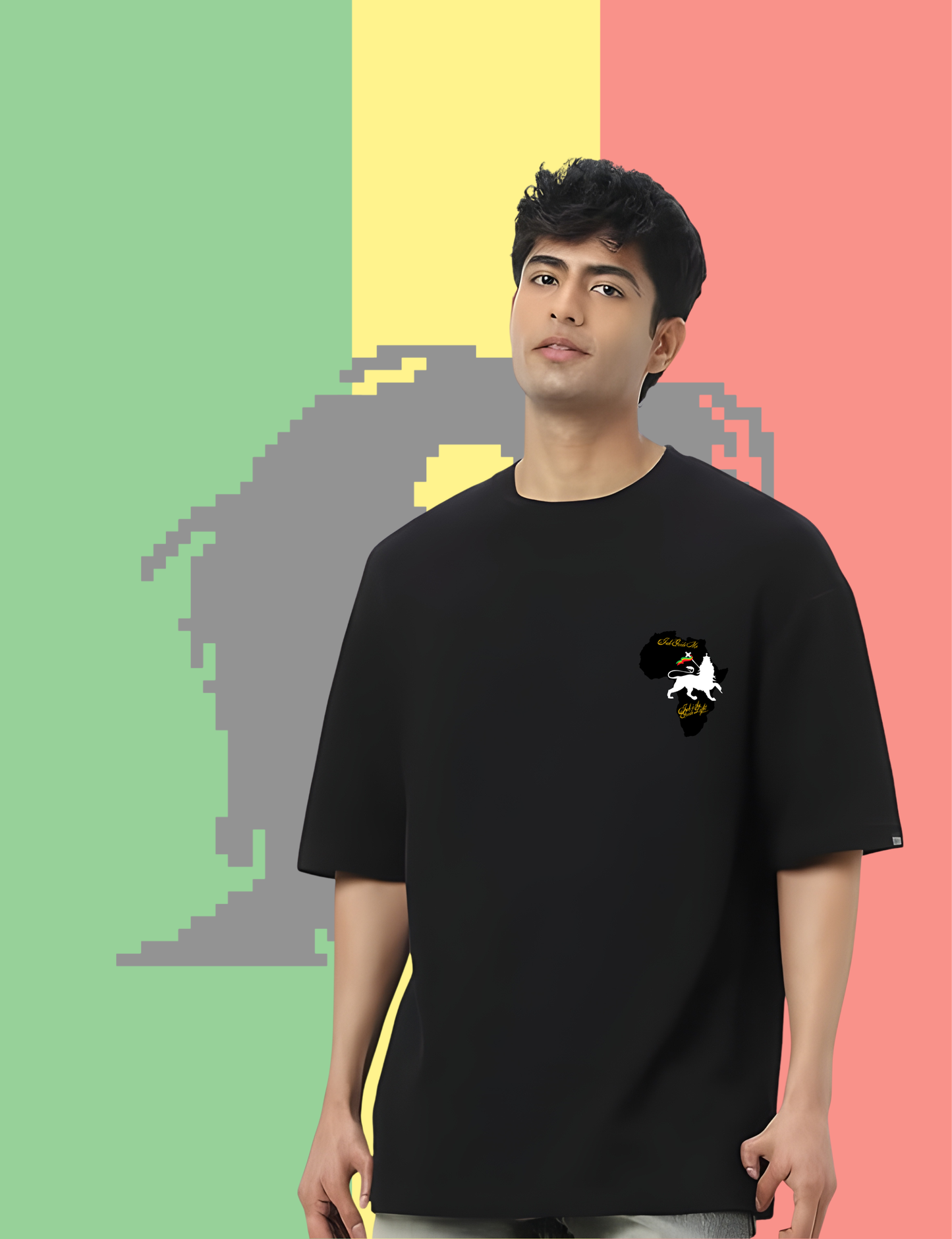 Lion of Judah" Africa Map Graphic Oversized T-Shirt